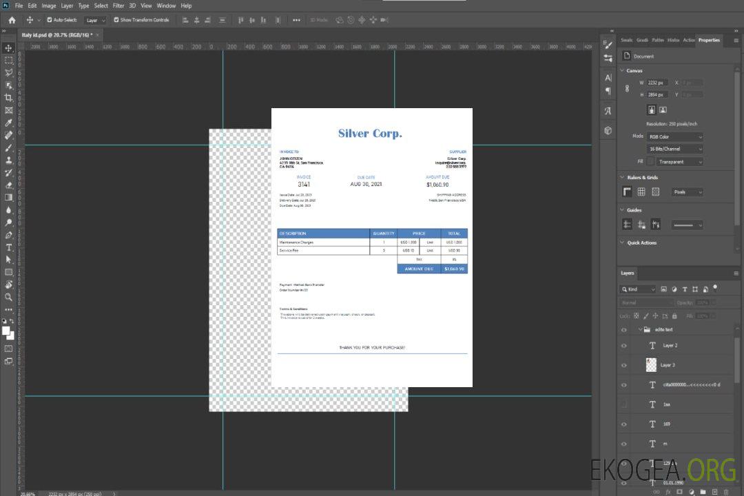 Facture USA Silver Corp. template